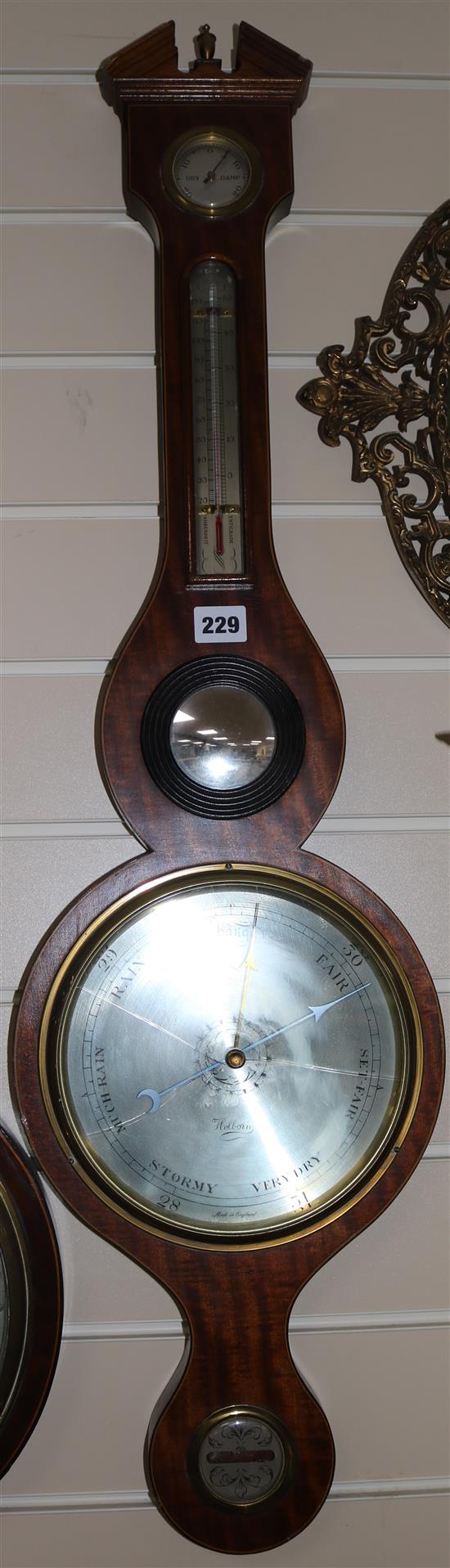 A Regency strung mahogany wheel barometer, by Comilli of Holborn, 3ft 1in.